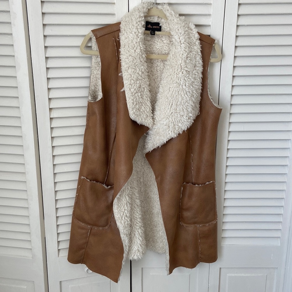 Ella Moss faux leather and sherpa vest